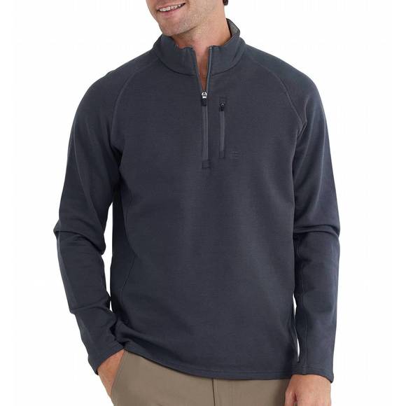 NEW FREE FLY men's bamboo heritage quarter zip jacket in graphite - Picture 1 of 2